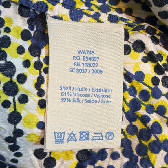 Boden Women’s 6 Blue Yellow Polka Dot Silk Blend Key Hole Short Sleeve Blouse - Picture 8 of 8